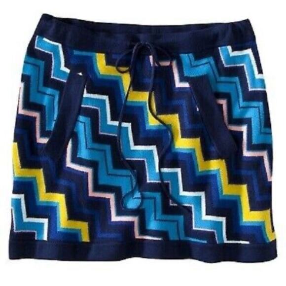 MISSONI FOR TARGET Sweater Skirt Size Small Blue Pockets Drawstring Geometric - Picture 1 of 7